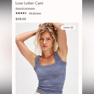 Free people love letter cami tank top